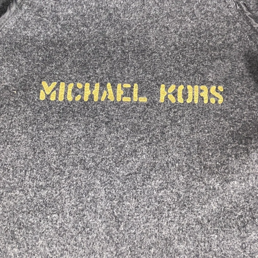 Michael Kors Coat Women L Gray Wool Blend Oversized Collar Wrap Jacket